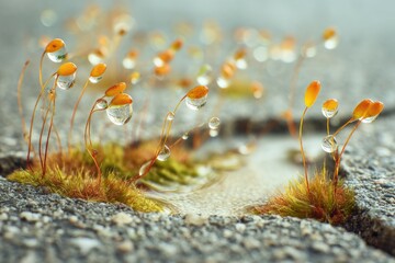 Dewdrops on Moss: Macro Photography