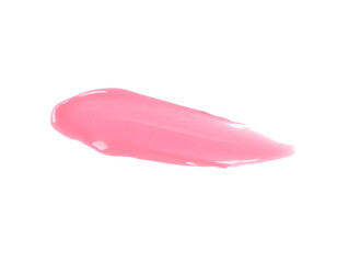Pink lip oil or lip gloss swatch texture isolated on transparent background