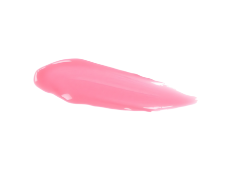 Pink lip oil or lip gloss swatch texture isolated on transparent background