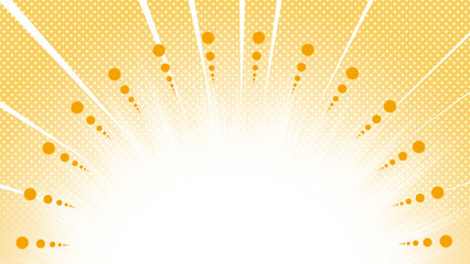 集中線と光：漫画・アニメ風の爆発的なエネルギー背景　オレンジ