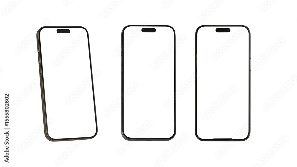 Poster mockup smart phone new generation isolated screen transparent for infographic business web site desi