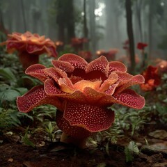 Stunning Rafflesia Flower in Misty Rainforest