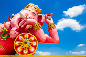 Beautiful Ganesh statue on blue sky at wat saman temple in Chachoengsao province thailand, Is...