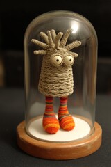Whimsical Yarn Creature in Glass Dome
