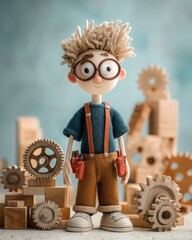Wooden Toy Mechanic with Gears