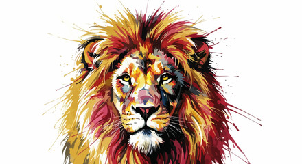 Roaring Lion in Watercolor Splatter