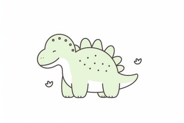 Obraz premium Cute simple vector line art of dinosaur with black outlines on white background for kids