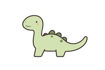 Cute simple vector line art of dinosaur with black outlines on white background for kids