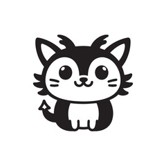Obraz premium Cute kawaii black cat vector illustration adorable kitten pet graphic design