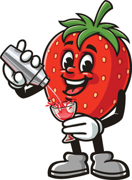 strawberry bartender pouring cocktail clip art preview