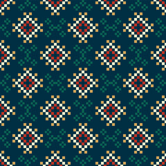 seamless vector pattern with Christmas pixel art