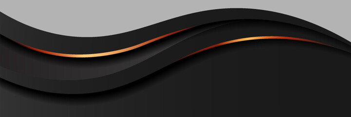 Elegant Dark Waves Background with Golden Lines