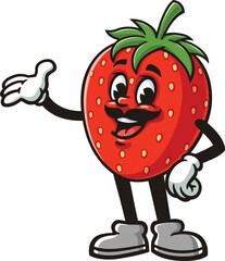 Strawberry character cartoon with mustache