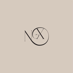 monogram wedding logo elegant and luxury style NX dinamyc curvy initial concept letter