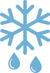 Melting Snowflake with Raindrops - Climate Change Icon