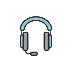 Stylized Headphones With Microphone Icon For Audio Communication