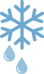 Melting Snowflake with Raindrops - Climate Change Icon