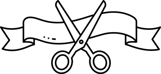 Grand Opening Scissors with Ribbon Cut Ceremony Icon