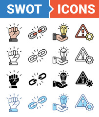 Fototapeta premium SWOT icon set with multiple style collection.