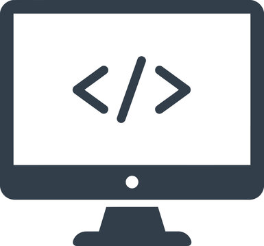 Computer Monitor with Programming Code Icon