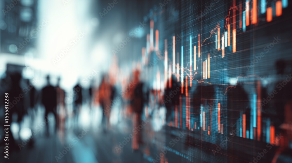 Wall mural technology-driven financial meeting showing profits increase through modern data dashboards.