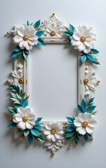 Floral wreath with pink flowers, a vintage floral border design for a greeting card or photo album page