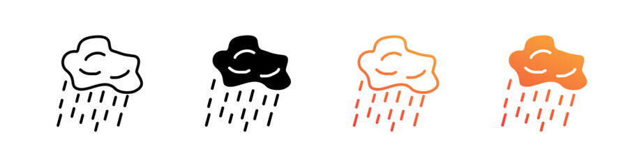 Rainwater Multiple Style Icon Set Vector 