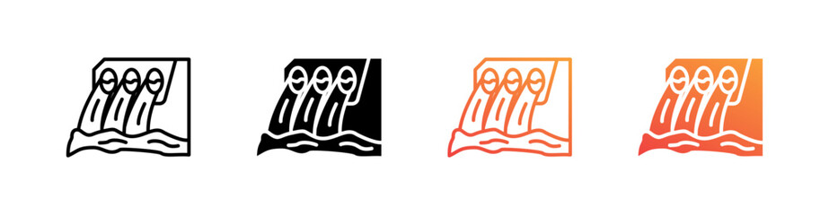 Drainage Multiple Style Icon Set Vector 