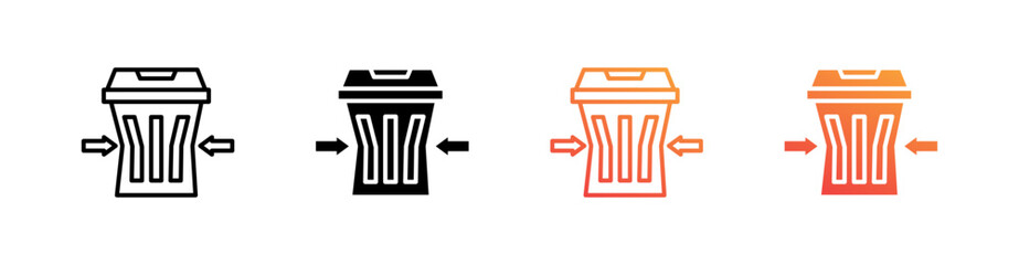 Waste Reduction Multiple Style Icon Set Vector 