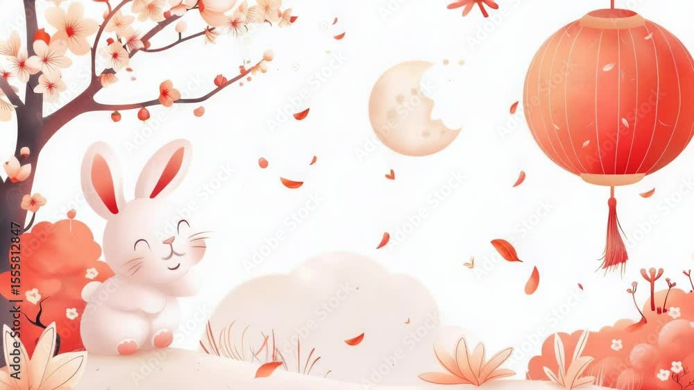 Poster a rabbit sits in the grass next to a tree, offering a peaceful scene for your photoshoot or design p
