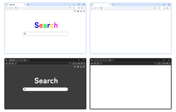 PCウィンドウ フレーム ブラウザ タブ 検索エンジン  Windows  Chrome風 (.AI)	