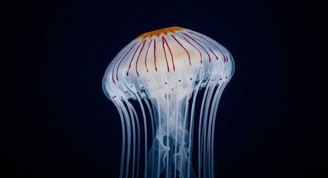 Jellyfish Swimming in Dark Water