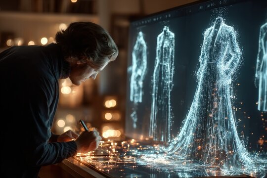Fashion Designer Sketching Digital Dress