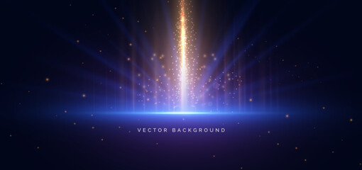 Gold lighting effect shining bokeh illustration on drak background.