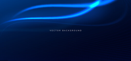 Glowing blue wave lines on dark backbround.