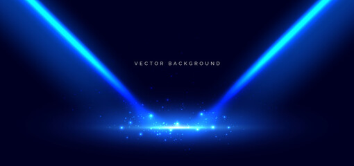 Abstract blue beam diagonal on dark blue background. Speed motion moving movement concept.