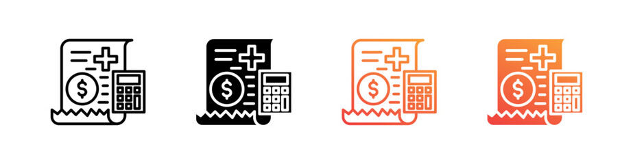 Medical Expenses Multiple Style Icon Set Vector 
