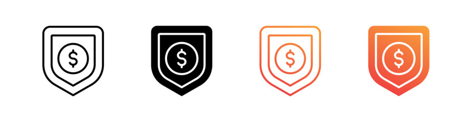 Insured Multiple Style Icon Set Vector 