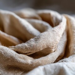 The overall aesthetic features subtle linen textures and clean neutral tones with delicate details