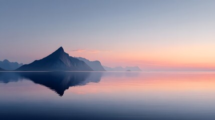 Fototapeta premium Sunrise and Sunset Over Tranquil Lake with Mountains Reflections