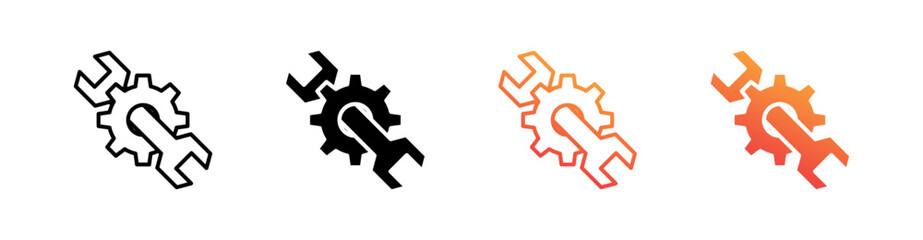 Repair Multiple Style Icon Set Vector 