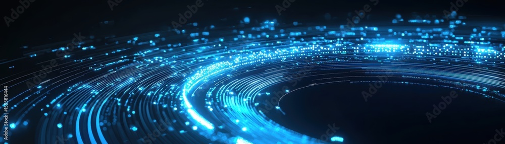 Poster a futuristic digital circuit pattern glowing in blue, showcasing data flow and connectivity in a hig