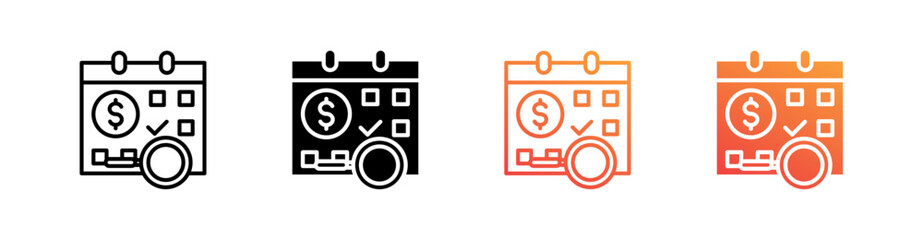 Expense Tracking Multiple Style Icon Set Vector 