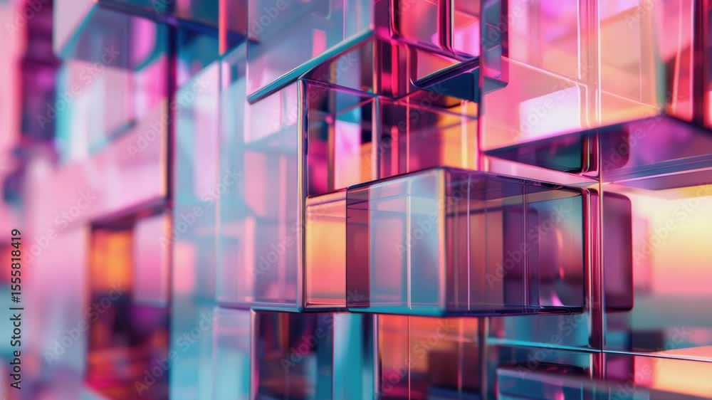 Poster abstract artwork featuring a vibrant building design