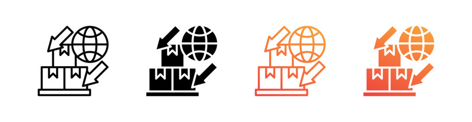 Importer Multiple Style Icon Set Vector 