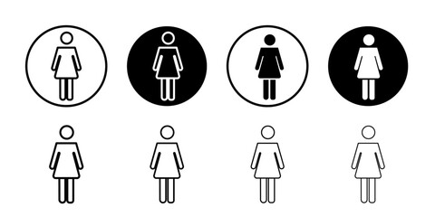 Female icon set thin flat simple illustration symbol