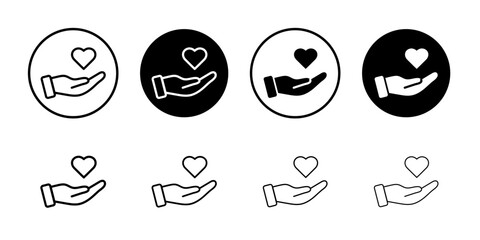 Heart in hand icon thin flat simple illustration symbol