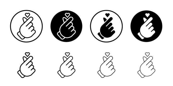 Heart finger icon thin flat simple illustration symbol