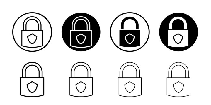 Padlock icon thin flat simple illustration symbol