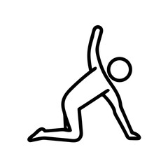 Person doing yoga stretch in minimalist line art style  
